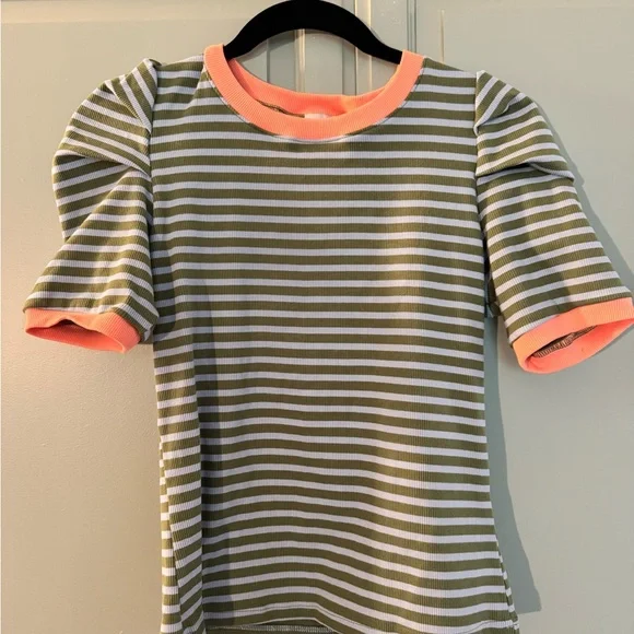 Anthropologie Striped Puff Sleeve Striped Tee - Picture 2 of 5